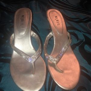 Silver sandals 1 1/2 inch high